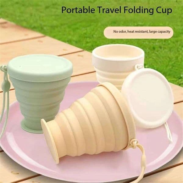200 ml foldable silicone with lid, camping, expandable drinking cup set, reusable, suitable for backpacking S260523