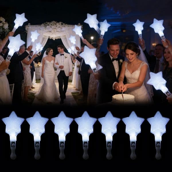 20Pcs Set White Star Stick Led Fiber Optic Lightstick Party Supplies for Singles Wedding Glow Favors Suitable 260525