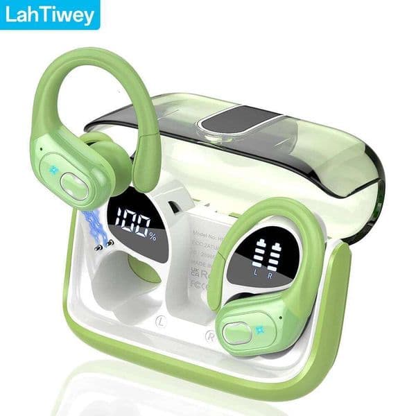BT Headphones Wireless Earbuds 75Hrs Playtime LED Charging Case Sport Ear Buds with Earhook Deep Bass IP7 Waterproof 26L0525