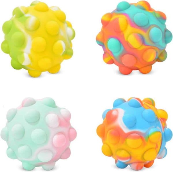 Gifts for Kids 4 Packs Pop Ball Fidget Toy 3D Push Bubble Push Squeeze Ball Sensory Toy Gift Stress Relieving Game for Kids Adult X260525