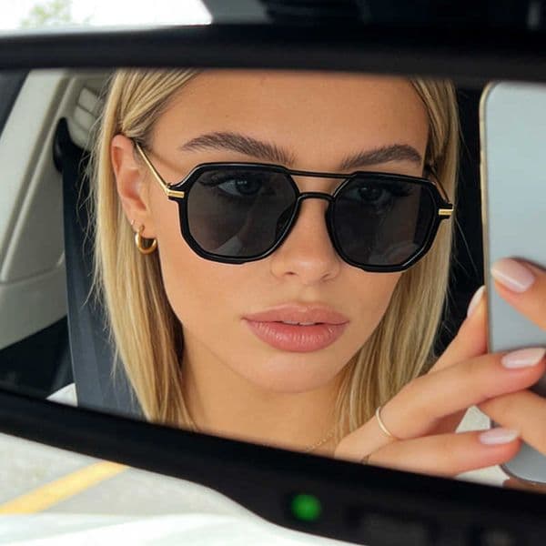 Sunglasses Large Frame Double Bridge Metal Glasses for Driving Sun Protection Glasses Eyeglasses Wholesale