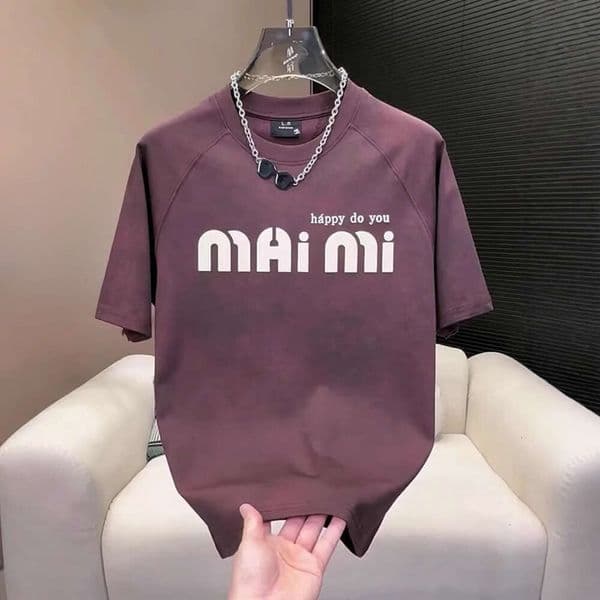 Summer New Fashion Heavyweight Pure Cotton Small Neckline Letter T-Shirt Short Men's Casual Loose Versatile Printed Half Sleeve