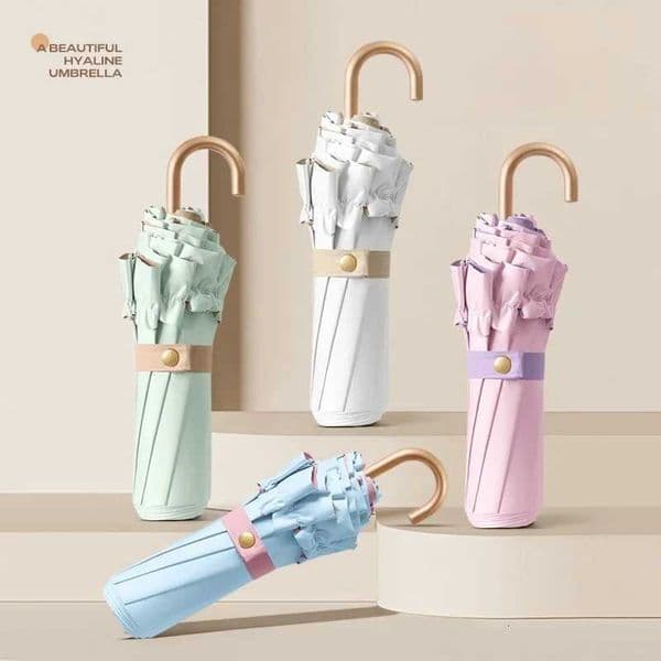 High-value lace sun protection portable sun umbrella small UV proof sunshade dual-purpose folding umbrella pure color L260522
