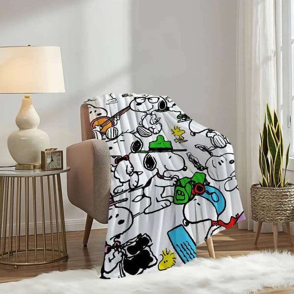 Cute Cartoon Dog Blanket Plush Nap Sofa rug for Living Room Warm SSnoopy-S Office Bedroom Birthday Home Travel Kid Gifts W260525