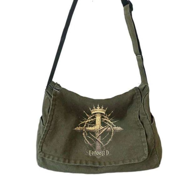 Personality Shoulder Cross Print Large Capacity Men's Crossbody Multiple Pockets Laptop Bag Unisex Commuting