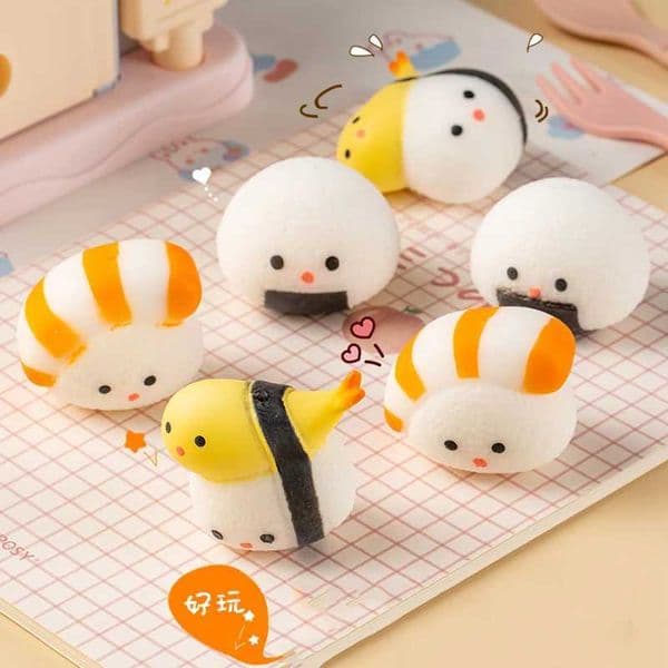 Sushi Squishy Food Simulation Soft Sensory Squeeze Anti Stress Ball Mochi Squishy Abreact Vent Party Gift Bag Stuffers Z260525