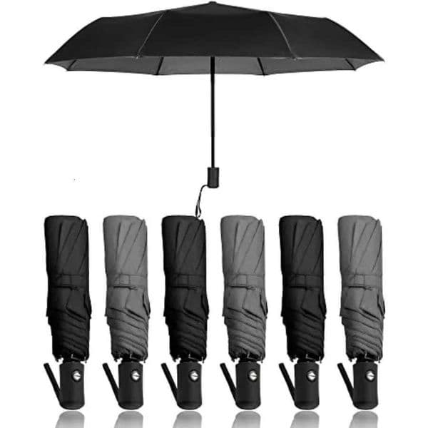 6 Pack Umbrella Bulk Windproof Travel for Rain Automatic Open and Close Umbrella Collapsible Folding Rain Backpack Portable for L260522