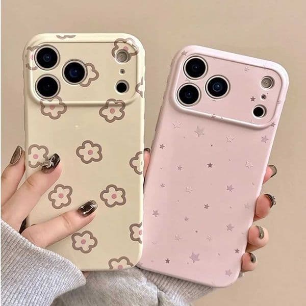 INS Korean Flowers Cute Star Pink Phone Case for 17 16 15 14 13 12 11 Air Pro Max X XS XR XSMax Plus Glossy Film Hard PC L260524