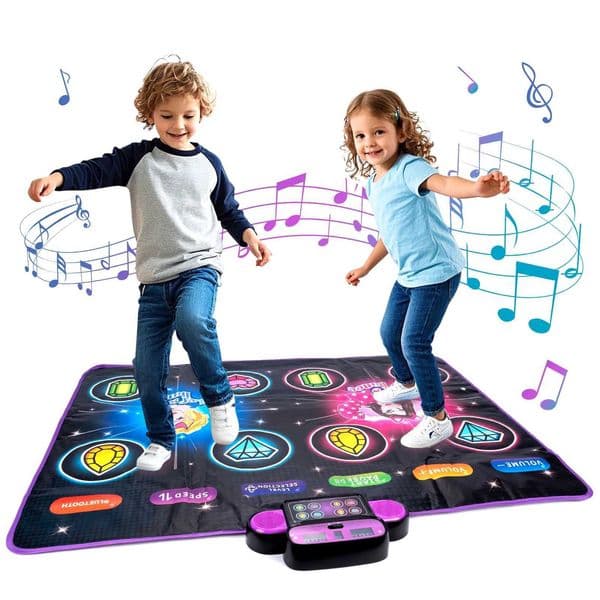 106x80cm Kids Electronic Dance Mat Double Players Mode with LightBluetooth Kids Floor Music Blanket Interactive Educational Toy L260525
