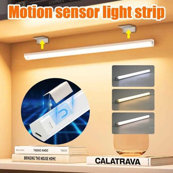 LED Light Strip USB Rechargeable LED Lights Magnetic Motion Sensor Wireless Night Light Kitchen Cabinet Storage Room DecorationR260525