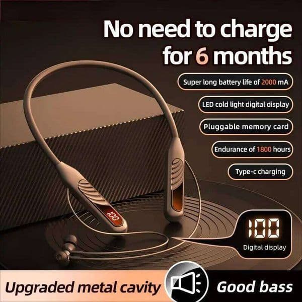 BT-8 Wireless BT Earphones Sports Headphones Card Insertion Digital Display Noise Cancelling Headset HiFi Music Earbuds 26L0525