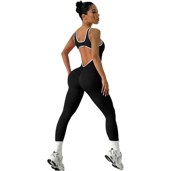 2026 new 2026 new Womens Yoga Clothes Women's Seamless Bodysuit Ribbed Fitness Set Sleeveless Square Neck Vest Leggings Jumpsuit free shippi