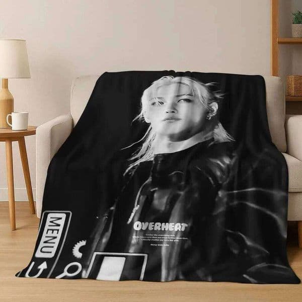 3D Print Stray Kids Kpop Star Felix Flannel Soft Warm Blanket for Bedroom Living Room Bed Travel Camping Picnic Gift W260525