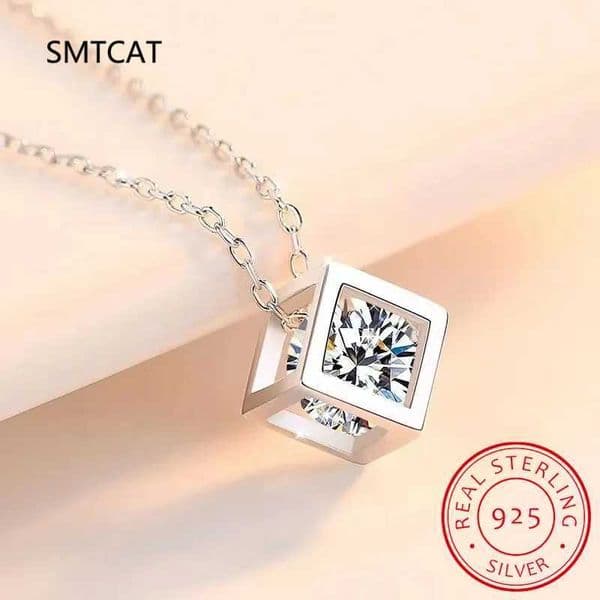 Real S925 Sterling Silver 1ct Moissanite Pendant Necklace for Women Party Fine Jewelry Diamond Neck Chain Necklaces Gift Z260525