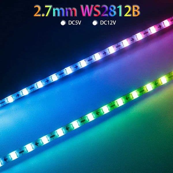 Ultra Narrow 27mm WS2812B LED Strip WS2812 2020 160Leds/m individually addressable Samrt RGBIC Light Tape DC5V/12VR260525