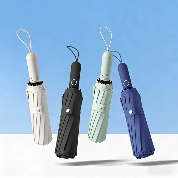 Automatic Folding Umbrella with Increased Wind Resistance Reinforced Umbrella Black Glue Sun Protection 60 Ribs1PC L260522