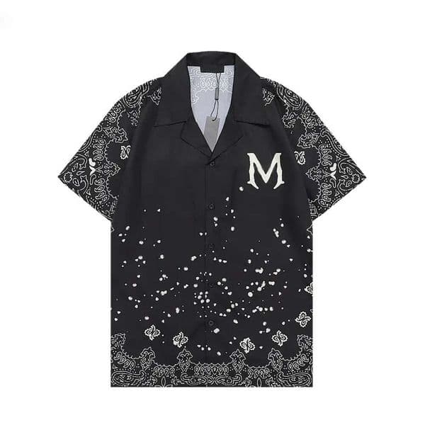 Amiritshrit Polo Tee Men's Shirt Set Classic Color Blocked Print Youth Button Top Casual Amira Short Sleeved Shirt Sportswear Clothing Luxury Brand Mens Outdoor D92