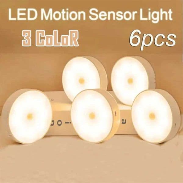 26 Pack Motion Sensor LED Night Light USB Rechargeable 3 Color Night Lamp Cabinet Wardrobe Lamp Staircase Wireless Closet LightR260525