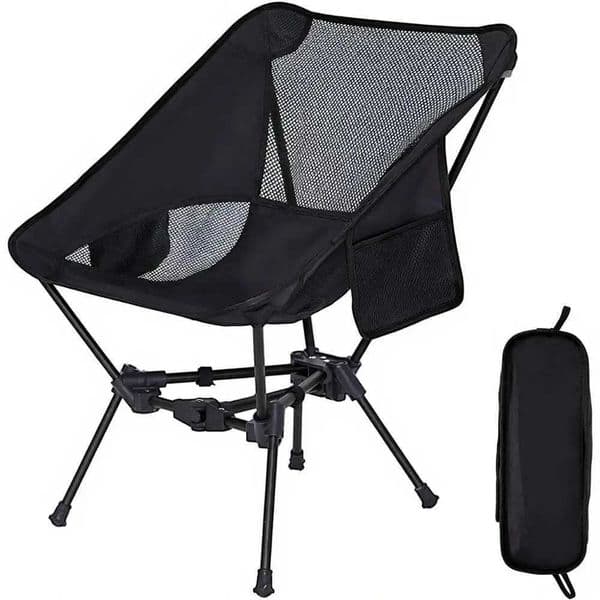 Ultralight Folding Camping Chair - Compact Lightweight Portable Chair for Hiking Mountaineering and Beach Black 1 Pack Z260428