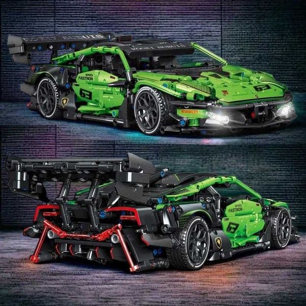 Technical Green Speed Racing Car Model Building Blocks Kit MOC Assembly Bricks Toys Desktop Collectible Holiday Gift For Kids L260525