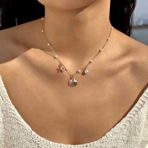 Bohemian Starfish Shell Pendant Necklace For Women Beach Choker Pearl Chains Neck Girls Travel Party Summer Jewelry Gift Z260525