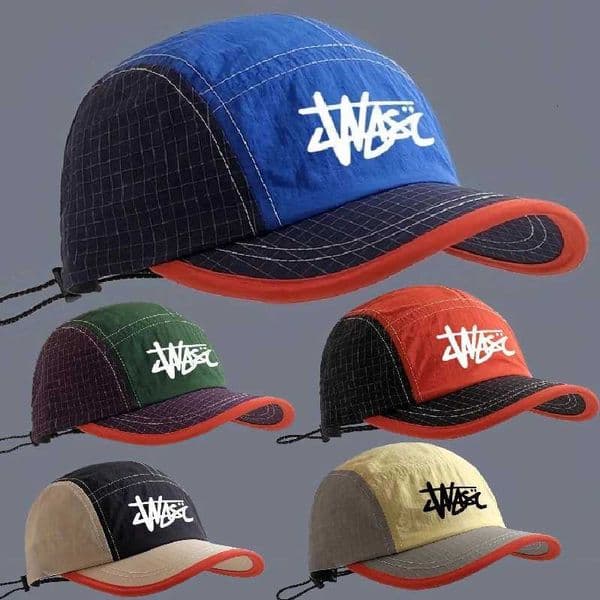 2025 New Short Brim Hat Mens Color Block Summer Lightweight Quick-Dry Five-Panel Baseball Cap Outdoor Running Sports Visor H260525