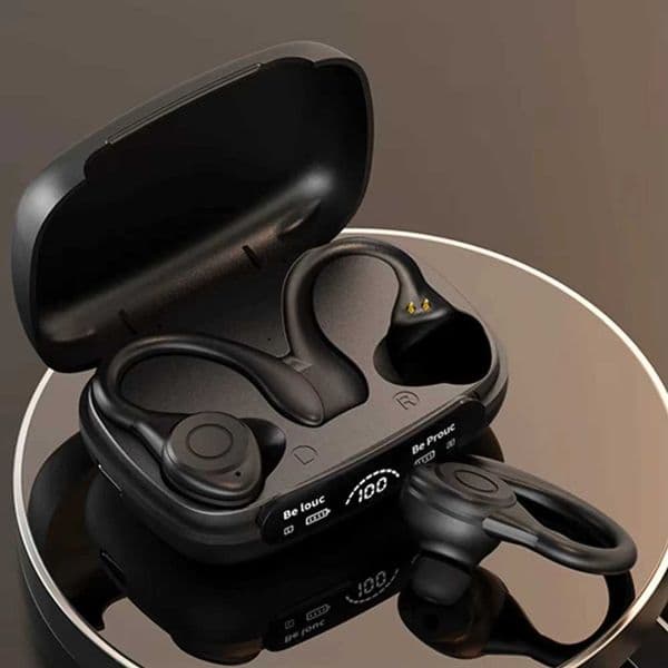 Ear Hook Noise Reduction Fitness Earbuds Bluetooth-Compatible53 Gaming Earphones Power Display Comfortable Sports Music Earbuds T260525