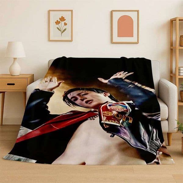 Kpop B-BTS Jung Hoseok J Hope Flannel Soft Warm Throw Blanket for Bedroom Living Room Bed Travel Camping Picnic Gift W260525