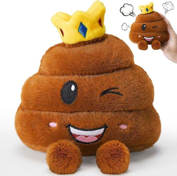 Farting Poop Plush Toy with Crown Squeeze for 20 Realistic Fart Sounds Prank Toy Gag Gift White Elephant Gift Stress Relief Plush X260525