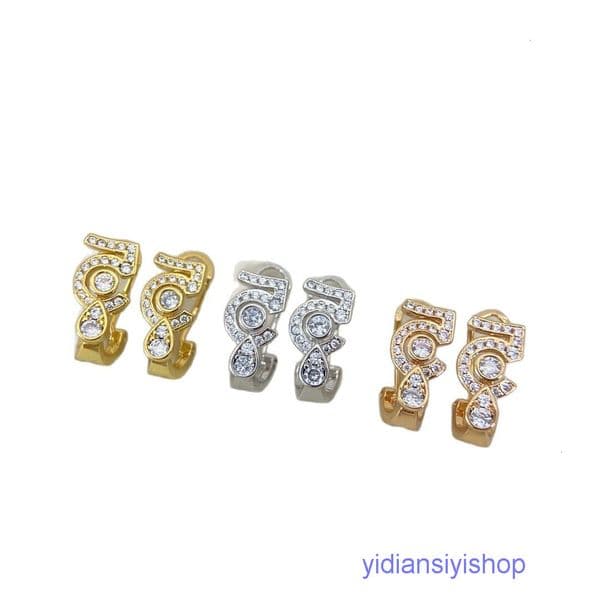 Designer earrings cc High-end earrings women double C earrings V gold Coco diamond pattern ice moon ear cuffs ear clips ear accessories channels studs