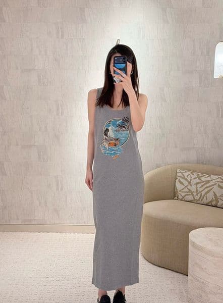 2026 Summer Women's Beach Dress Floral Print V Neck Sleeveless Sash Casual Long Woman's Party Dresses SSWD26003