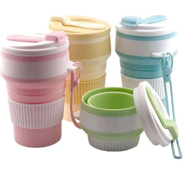 350ml Silica Gel Collapsible Cup Reusable Leakproof Travel Coffee Mug Foldable Portable for Hiking Camping Office Heat Resistant S260523