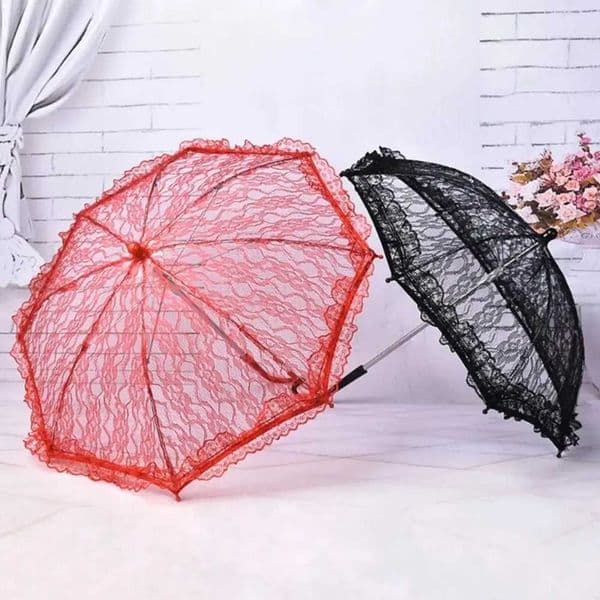Elegant Lace Womens Lace Umbrellas Hollowed Out Lolita Wedding Decoration Props Delicate Floral Patterns White Lace Parasol L260522