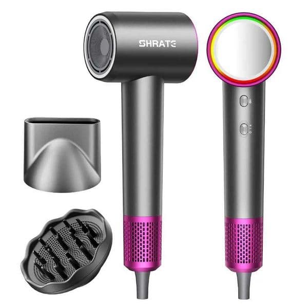 Professional High Speed Ionic Hair Dryer for All Hair Types with Magnetic Diffuser 160000 RPM 500 Million Negative Ions Low Noi L260525