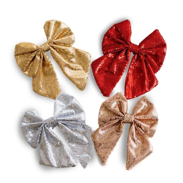 18cm Sequin Bow Ornament, 4 Colors Red/Gold/Silver/Rose Gold for Christmas