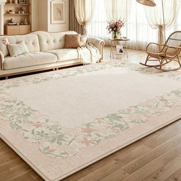 Cream Style Living Room Decoration French Carpet Thicken Plush Rugs for Bedroom Large Area Lounge Floor Mat Home Fluffy Soft RugJ260525