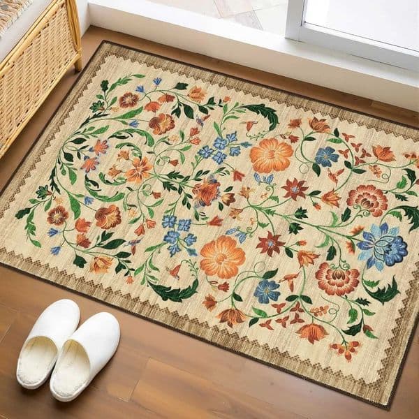 Floral Print Entrance Mat Carpet Living Room Dining Room Laundry Floor Mat Bath Balcony Hallway Non-slip Door MatJ260525