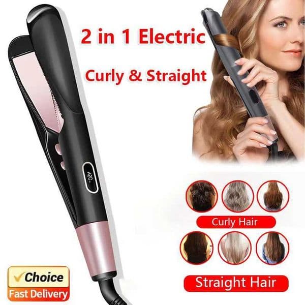 2 in 1 Hair Straightener Curler Pro Twist Spiral Wave Gold Titanium Flat Iron Styling Tool for Salon Home Use L260525