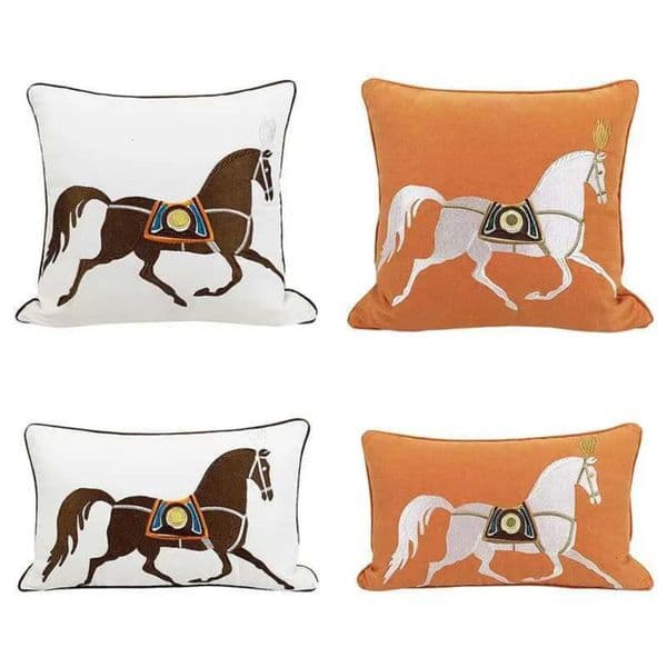 2026 Luxury 30X50cm 45X45cm Throw Embroidery Cushion Cover Horse Orange Luxury perfume White Color cologne Couch Without Core Free Shipping 6 13