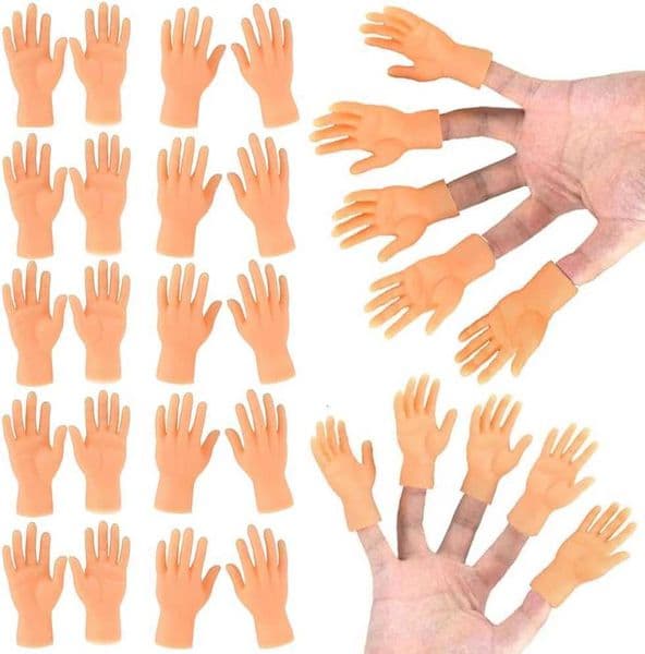 30 Pcs Tiny Mini Rubber Puppets Miniature Small Hands Ealistic Cute Little Hand Finger for Gifts Puppet Show Prank Gag Performance Party Favors X260525