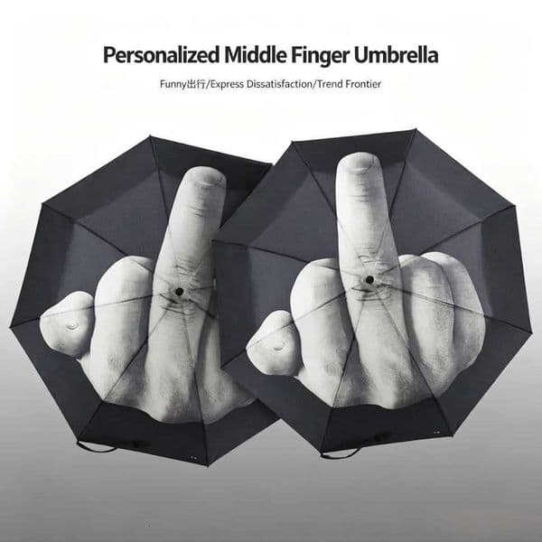 Middle Finger Folding Umbrella Windproof Strong Men Windproof Folding Personality Black Middle Finger Umbrellas Parasol Women L260522