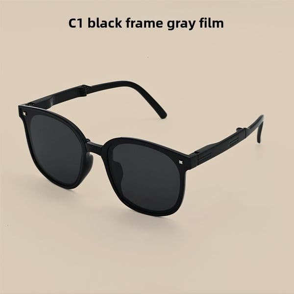 Oval Foldable Polarized Sunglasses for Men Women UV Anti UV Travel Sun Shades