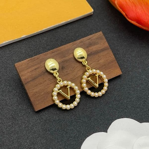Minimalist Pearl Ring Pendant Earring Letter Embellished Designer Earrings Gold Plated Silver Rose Gold Three Options Suitable.. for Elegant Female Earrings