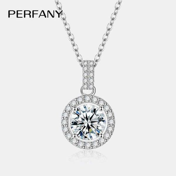 PERFANY 1-5CT Moissanite Necklace for Women S925 Pure Silver Round Laboratory Diamond Pendant Fashionable Wedding Luxury Jewelry Z260525