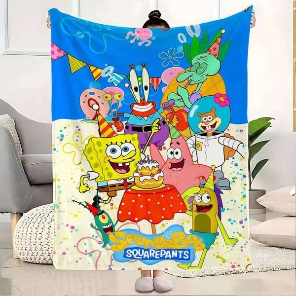 Fluffy Soft Blankets for Decorative Sofa Blanket S-SpongeBobes Home and Decoration Plaid Summer Comforter Bedspread on the Bed W260525