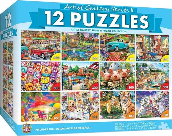 MasterPieces - Jigsaw Puzzle 12-Pack Bundle Set Artist Gallery Collection Series 2 Landscape and Animal Puzzles Family Fun for Adults and Kids X260525