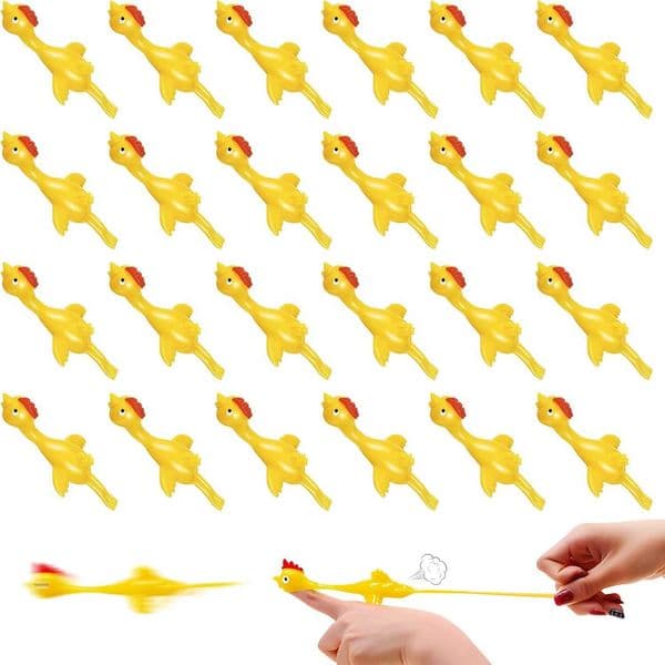 Finger Slingshot Chicken 24Pcs Rubber Popping Chicken Toys Fun Launching Chick Jumping Game for Kids X260525