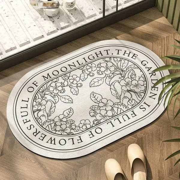 2026 Luxurious VIKAMA Oval Floral Art Carpet Nonslip Waterabsorbent Easytoclean Bathroom Entrance Balcony Floor Mats Home cologne perfume Decor Free Shipping 6