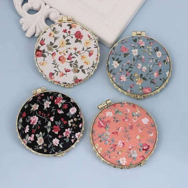 1pc Mini Makeup Compact Pocket Floral Portable Two-side Folding Make Up Mirror Women Vintage Cosmetic Mirrors For Gift W260525