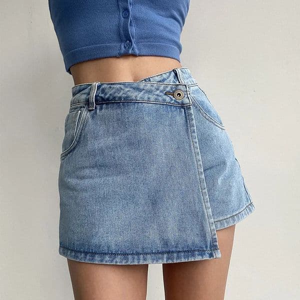 2026 Trendy y European Style Women Denim Skort High Waist AntiExposure ALine Mini Skirt Summer Y2K Girl Streetwear 260521